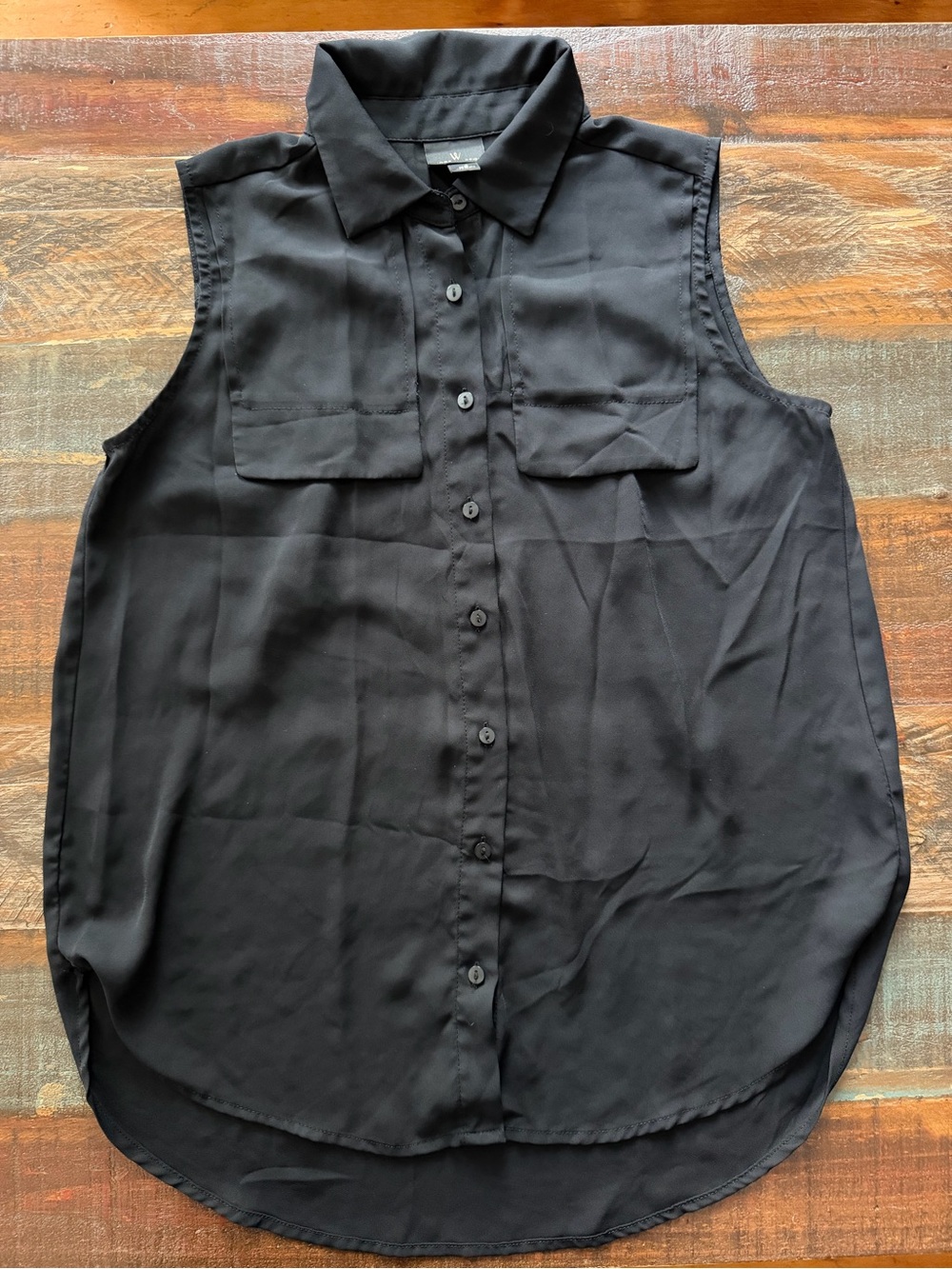 Worthington Women’s XS Black Button Up Sleeveless Blouse |‎ SKU 0562
